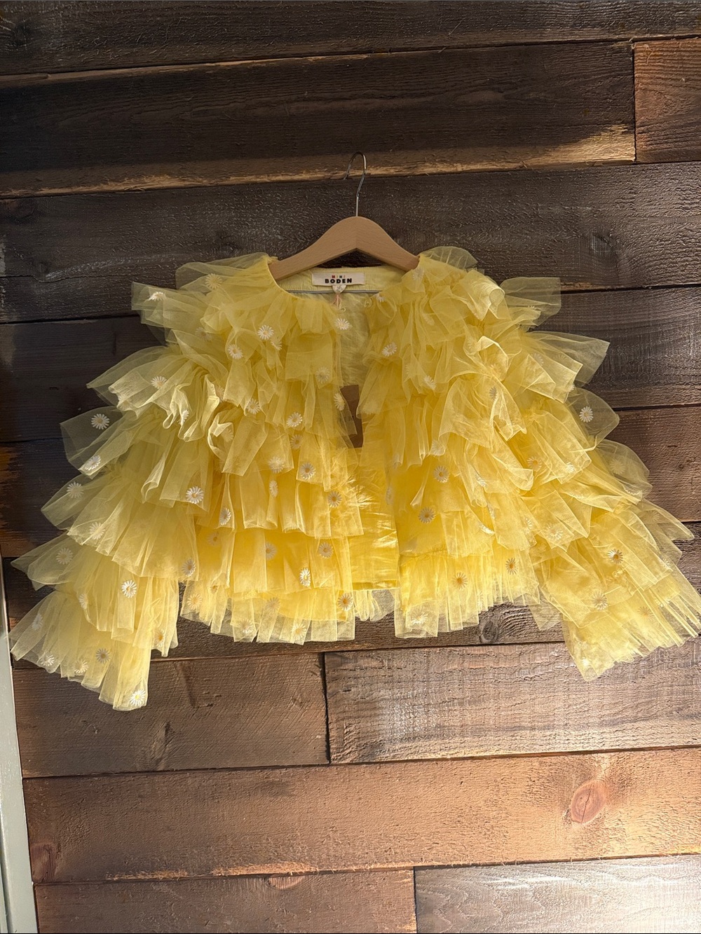 Mini Boden Yellow Layered Tulle Ruffle Cape